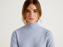 Basic Turtle Neck Jumper - Light Blue