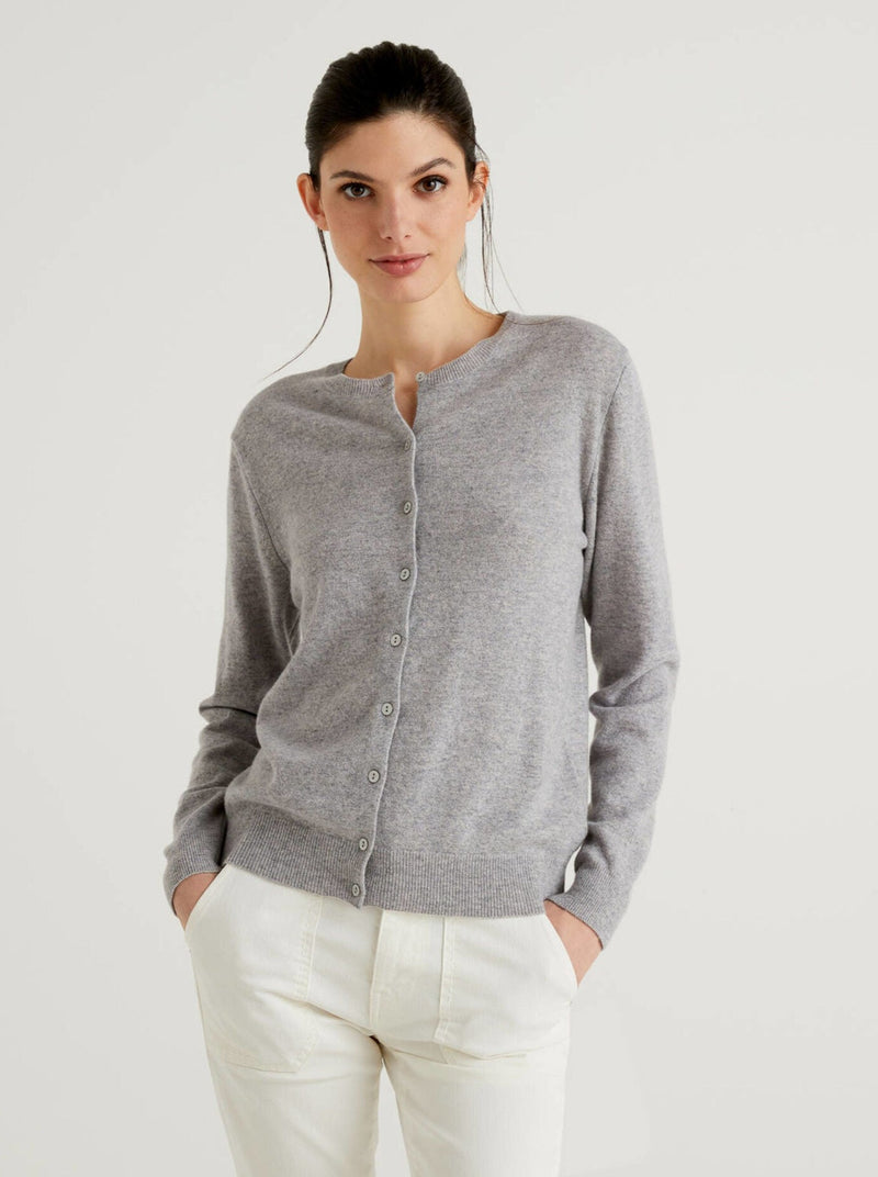Virgin Wool Cardigan - Grey
