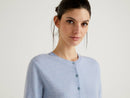 Virgin Wool Cardigan - Light Blue