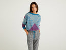 Girl Round Neck Jumper - Teal Print