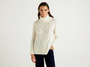 Vol Cable Polo Neck Jumper - Petrol