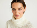 Vol Cable Polo Neck Jumper - Cream