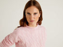 Cable Turtle Neck Jumper - Sand