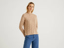 Cable Turtle Neck Jumper - Sand