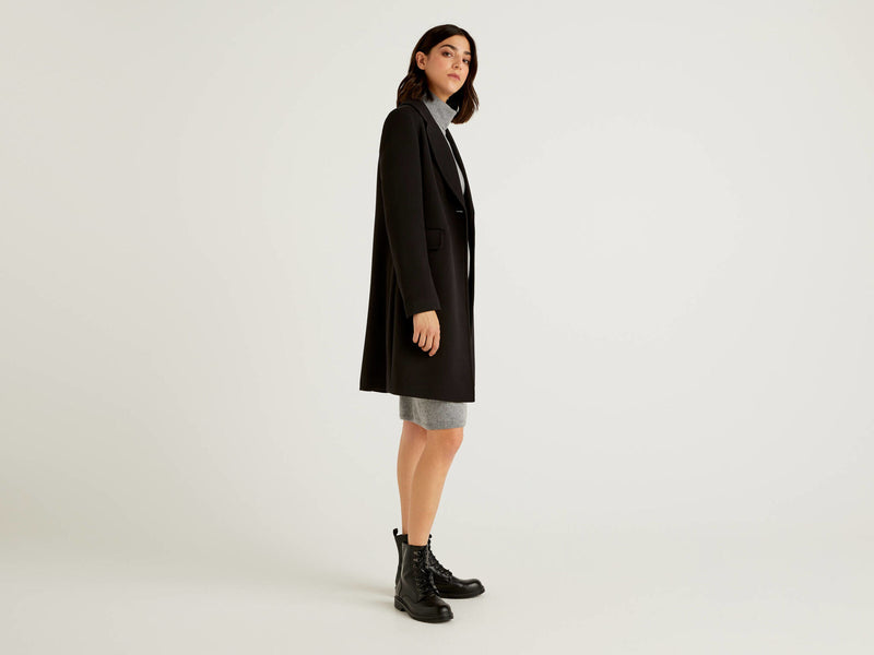 Long Wool Coat - Black
