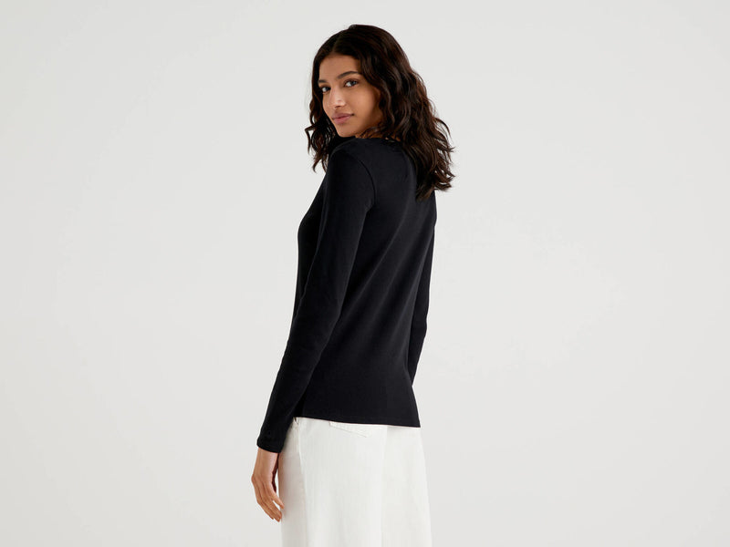 Plain Long Sleeve Tee - Black