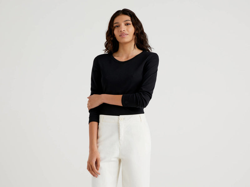 Plain Long Sleeve Tee - Black