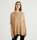 Short Sleeve Round Neck Jumper - Sand