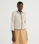 Collarless Buttoned Jacket - Sand