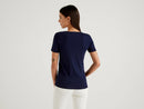 Basic Woman V-Neck Tee - Navy
