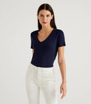 Basic Woman V-Neck Tee - Navy