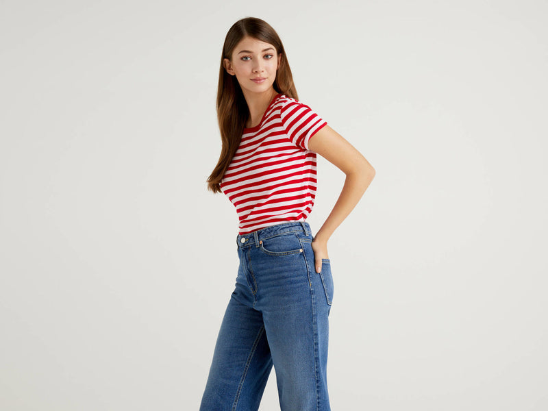 Basic Woman Stripe Tee - Red