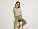 Basic Woman Stripe Tee - Khaki