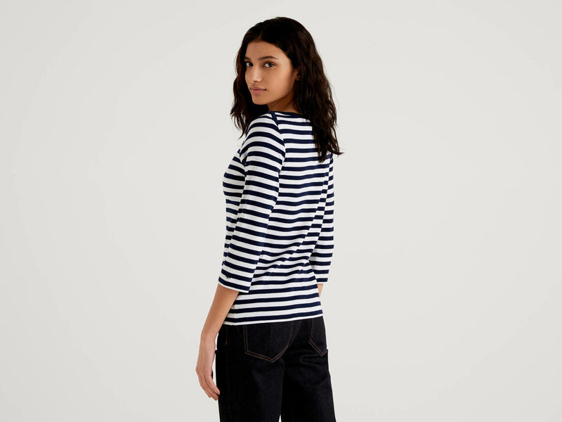 Basic Woman Boatneck Tee - Navy