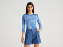 Basic Woman Boatneck Tee - Blue