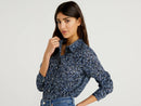 Basic Woman Print Blouse - Navy Floral