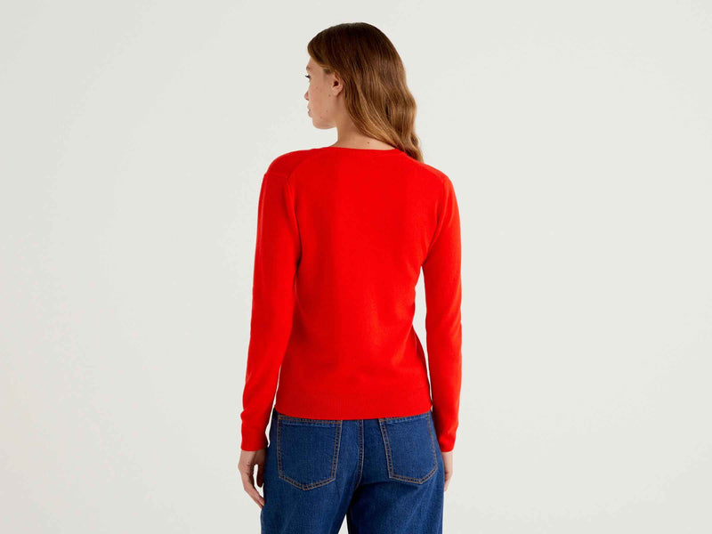 Basic Woman 100pc Virgin Wool Jumper - Bright Red