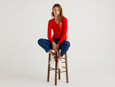 Basic Woman 100pc Virgin Wool Jumper - Bright Red