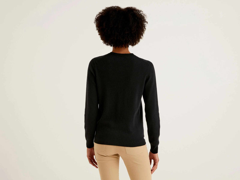 Virgin Wool Cardigan - Black