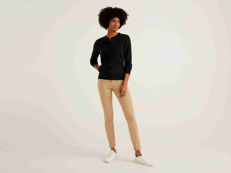 Virgin Wool Cardigan - Black