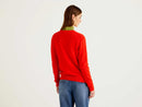 Virgin Wool Cardigan - Bright Red