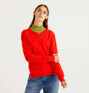 Virgin Wool Cardigan - Bright Red