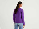 Virgin Wool Cardigan - Dark Purple