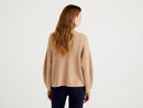 Ribbed Round Neck Jumper - Sand
