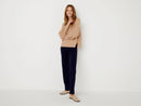 Ribbed Round Neck Jumper - Sand
