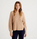 Ribbed Round Neck Jumper - Sand