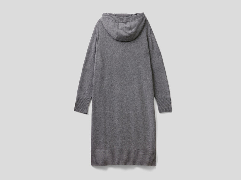 Hooded Knit Dress - Dark Grey