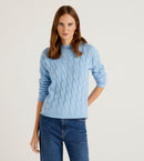 Cable Turtle Neck Jumper - Light Blue