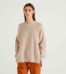 Wool Blend Dropped Shoulders Jumper - Bisquit