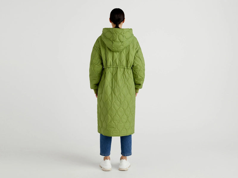 Hooded Quilted Jacket - Military Green