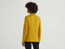Cotton Blend Fitted Blazer - Mustard
