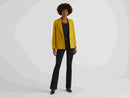 Cotton Blend Fitted Blazer - Mustard