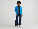 Cotton Blend Fitted Blazer - Turquoise