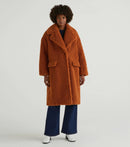 Teddy Bear Synthetic Fur Coat - Rust