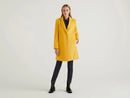 Wool Blend Lined Coat - Yellow