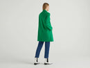 Wool Blend Lined Coat - Green