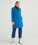 Wool Blend Lined Coat - Turquoise