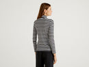 Striped Turtle Neck Jumper - Black