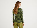 Striped Turtle Neck Jumper - Green