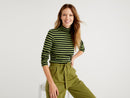 Striped Turtle Neck Jumper - Green