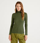 Striped Turtle Neck Jumper - Green
