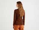 Striped Turtle Neck Jumper - Rust