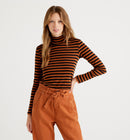 Striped Turtle Neck Jumper - Rust