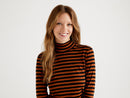Striped Turtle Neck Jumper - Rust