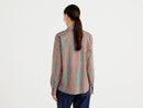 Basic Woman Print Blouse - Turquoise/orange