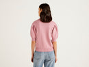 Braided Pattern Short Sleeve Jumper - Blush